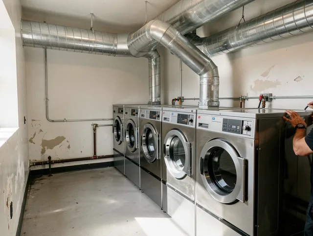 Greeley Dryer Vent Cleaning team performing large-scale commercial dryer vent cleaning in Greeley