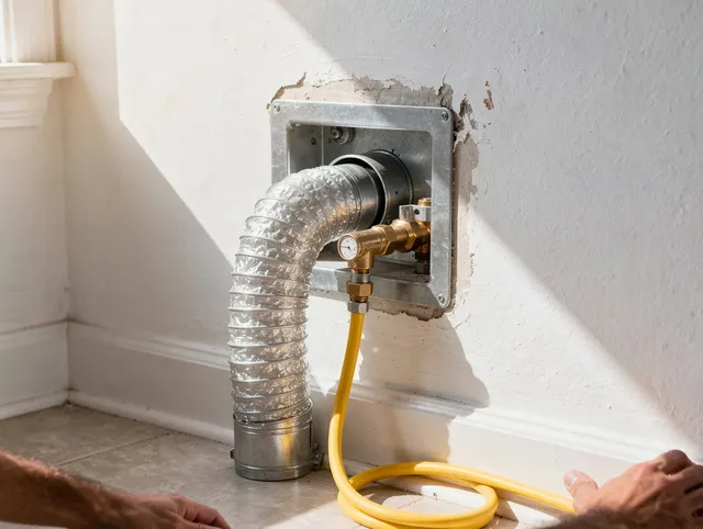 Greeley Dryer Vent Cleaning certified technician performing specialized gas dryer vent cleaning in Greeley